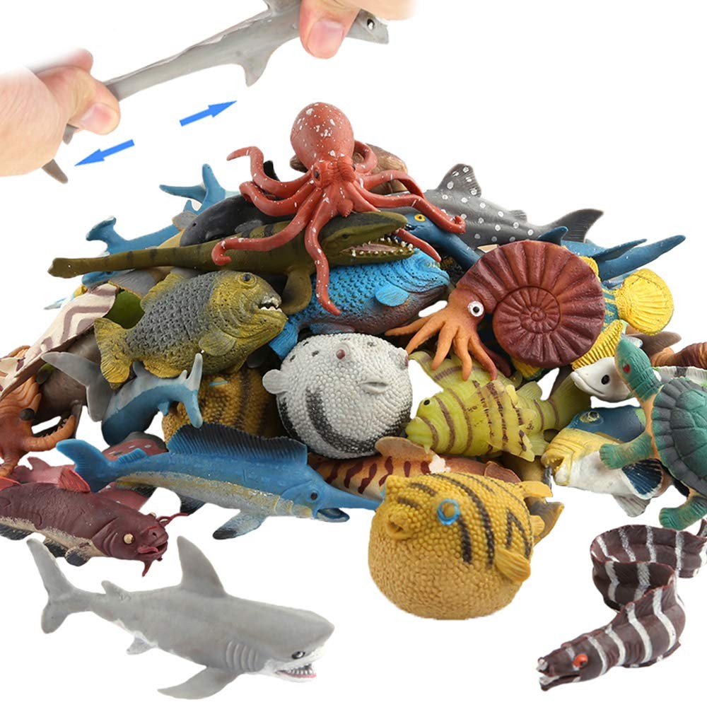 18 Pack Assorted Ocean Animal, Stretchy and Floating Small, 18packocean
