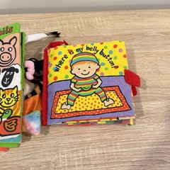Jellycat Farm Tails & Where Is My Belly Button Cloth Crinkle Book Lot Infant Toy