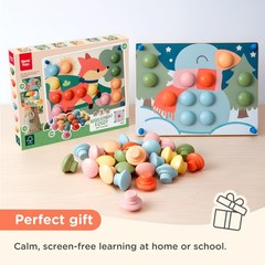 Wooden Color Matching Pegboard for Toddlers 2+ – Pastel Button Art Mosaic Puz…