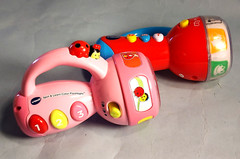 VTech 2- Spin and Learn Color Flashlights Red & Pink Lot of (2) w/Batteries EXC