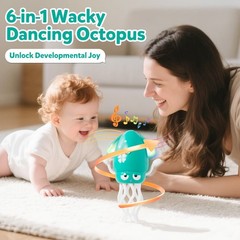 Hirger Dancing Squid Baby Toys 6-12 Months: Infant Tummy 8.07 inches, Green