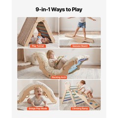 Natural Wood Pikler Set: Triangle, Arch, Cushion, Ramp, 2 Cars, 150lb Load