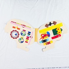 Hey Pappy Monkey Busy Board Toddler Montessori Sensory Toy 14×12 Age 3 Plus Kids