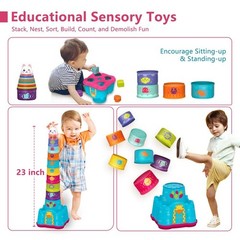 Baby Stacking Toys for Toddlers 1-3, Nesting Cups Shape Sorter for Infant 6 to 1