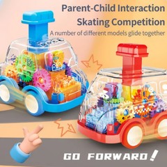 Baby Toy Cartoon Press Gear Car Toy Lnertia Pull-back Transparent Car Inertia