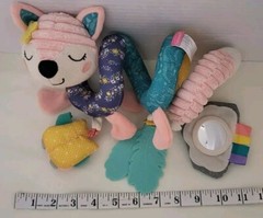 Plush Fox Spiral Baby Toy Rattle Teether Pink Sensory Activity