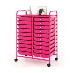 20 Removable Drawers Rolling Storage Cart Studio Organizer-Pink – Color: Pink