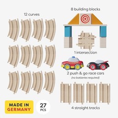 HABA My First Racetrack, 27-Piece Eco-Friendly Race Track Set for Toddlers