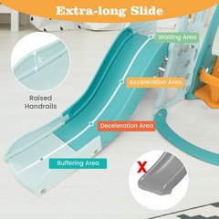 Toddler Slide & Swing Set 4-in-1 Indoor Playground w/ Extra-long Slide