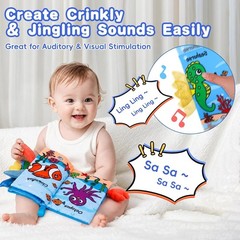Baby Sensory Books 2PCS Fabric Jungle Marine Tails Tummy Time Play