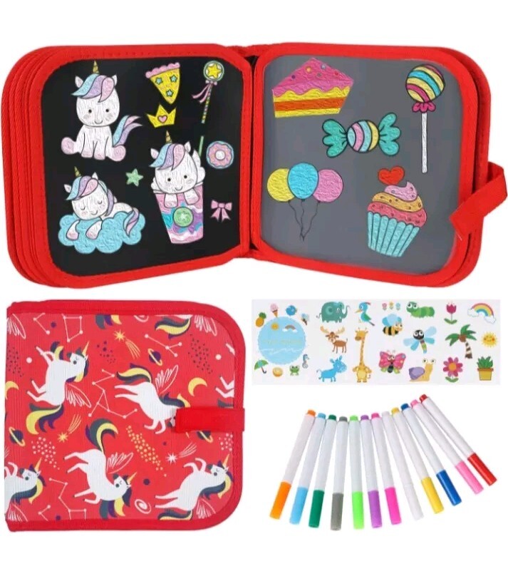 Erasable Doodle Book Kids-Toddlers Activity Toys Reusable Drawing Pads UNICORN