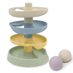 Silicone Ball Drop Tower Toy for Toddlers, 4-Tier Rolling Ramp Track with Woo…