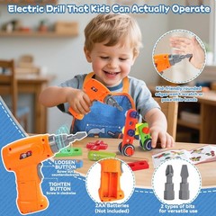 Kids Tool Set with Drill, Educational Montessori Toys for 3 Old Boys 44 Pcs …