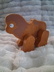 Lot Of 4 Wooden Posable Animals Safari Elephant Giraffe Ape And A Dog Awesome!