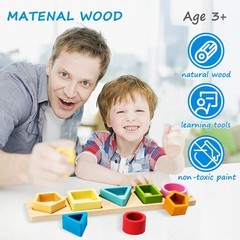 Montessori Toys for 1 2 3 Year Old Boys Girls-wooden Sorting & Stacking Toys for