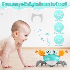 Hirger Crawling Crab Baby Toys 6-12 Months: Infant Tummy Time Crab, Green