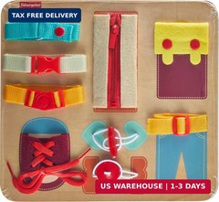 Fisher-Price Wood Montessori Toy Dressing Board, American Montessori Society Sea