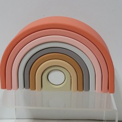 MOOVER Rainbow 9 pc Stacker Toy, BPA Free Silicone, Toddler