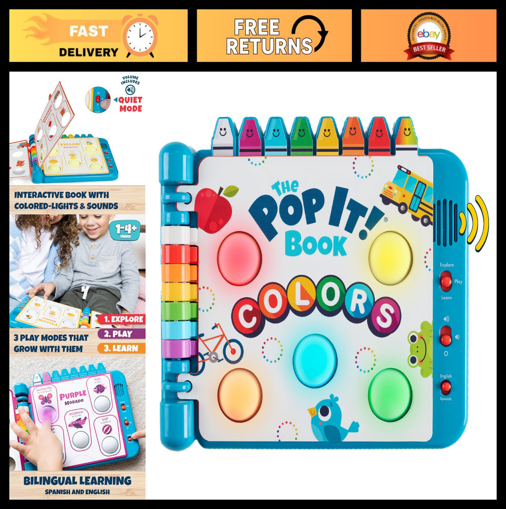 Interactive Sensory Learning Book – Bilingual English & Spanish, Color Learning