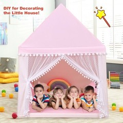 Kids Play Tent Large Playhouse Children Play Castle Fairy Tent Gift with Mat-Pin
