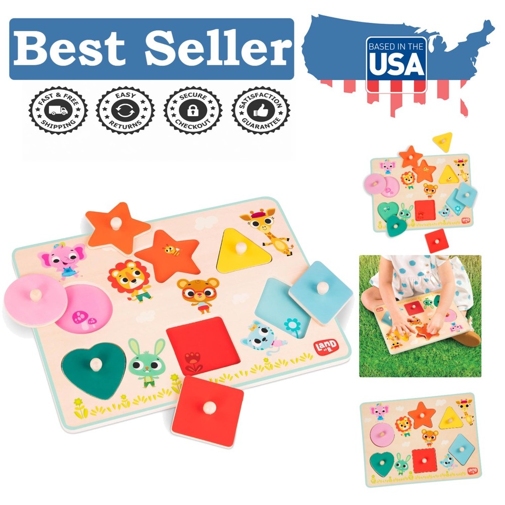 Portable Wooden Peg Puzzle – Shapes and Colors Learning Toy for Kids 18+