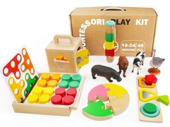 Montessori Toys for 1 2 Year Old, 9 in 1 Wooden Toddler Educational Set, Incl…