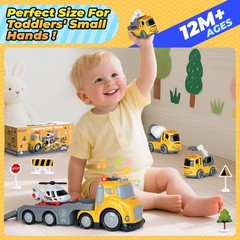Toddlers Truck Toys,Boy Toys Gifts for 1 2 3 Years Old,5 in 1 Construction Trans