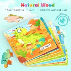 8 Pack Wooden Jigsaw Puzzles for Toddlers Baby Kids 3 4 5Years Old Color Shape