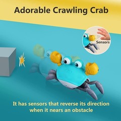 Crawling Crab Baby Tummy Time Toy – Interactive Lights, Sounds, 8x5x4in