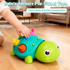 Baby Crawling Turtle Toy 6 9 12 18 Months, Infant Tummy Time Sensory Musical Tee