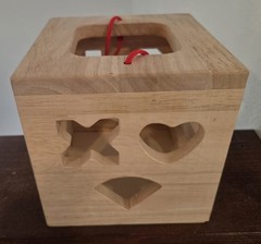Wooden Shape Sorter Toy Shaped Block Sorting 6″ Cube Educational Toy Toddlers