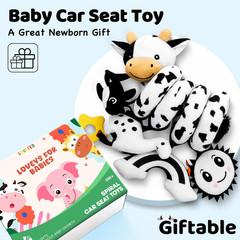 Spiral Car Seat Baby Toys 0-6 Months, Infant Carseat High Contrast Sensory Toys