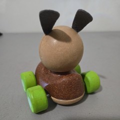PLANTOYS Wooden Bunny Push Car Toy Green Number 3 Preschool Racer Toddler