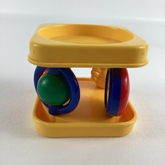 Vintage Activity Cube Child Baby Discovery Developmental Toy Spinner Mirror Duck