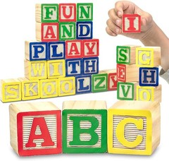 Skoolzy ABC Wooden Blocks for Toddlers – 30 Wood Alphabet Blocks – Montessori St