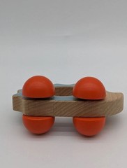 Wooden Hedgehog Pull Push Toy Orange Wheels Baby Toddler Natural Wood Montessori
