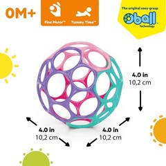 Bright Starts Oball Easy Grasp Classic Ball Infant Toy in Pink/Purple, Age Newbo