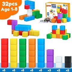 Magnetic Building Blocks 32PCS STEM Montessori Magnet Cubes for Toddlers Age 3-5