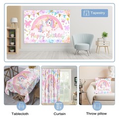 Mocsicka 7x5ft Unicorn Backdrop Birthday Party Decorations Girls Watercolor P…