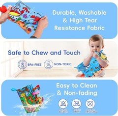 Baby Sensory Books 2PCS Fabric Jungle Marine Tails Tummy Time Play