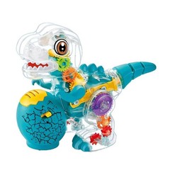 Transparent Gear Dinosaur Toy for Kids, Light-up Electric Dino Musical Toy Bump