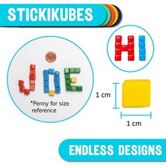 StickiKubes, Mini Stacking Cubes that Stick to Anything, Non Toxic Kid Safe S…