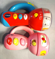 VTech 2- Spin and Learn Color Flashlights Red & Pink Lot of (2) w/Batteries EXC
