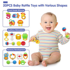 20PCS Baby Rattles Set for 0-12 Months, Infant Grab and Shake Toy