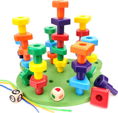 Jumbo Stacking Shapes Pegboard Set Kids Learning Toy w/ Storage Box