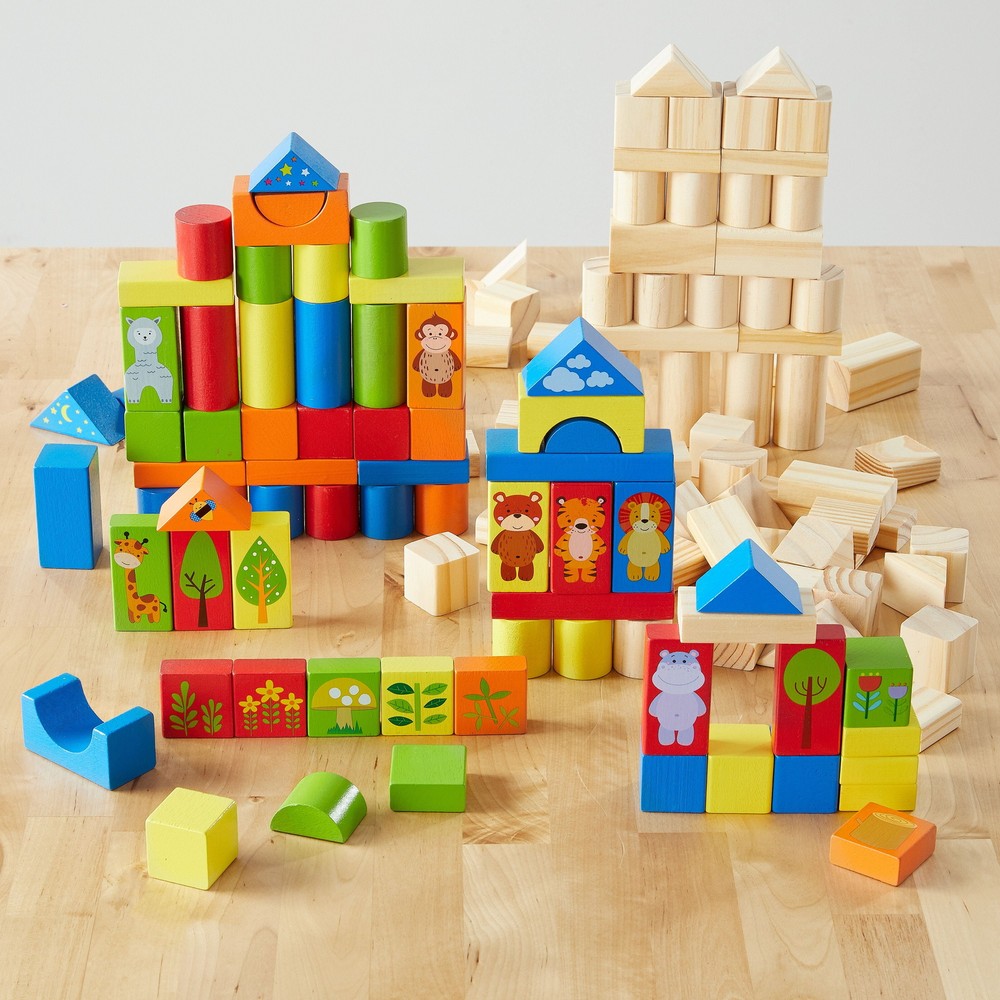 WOODEN BUILDING BLOCKS 150 Pieces, Baby and Toddler Toys