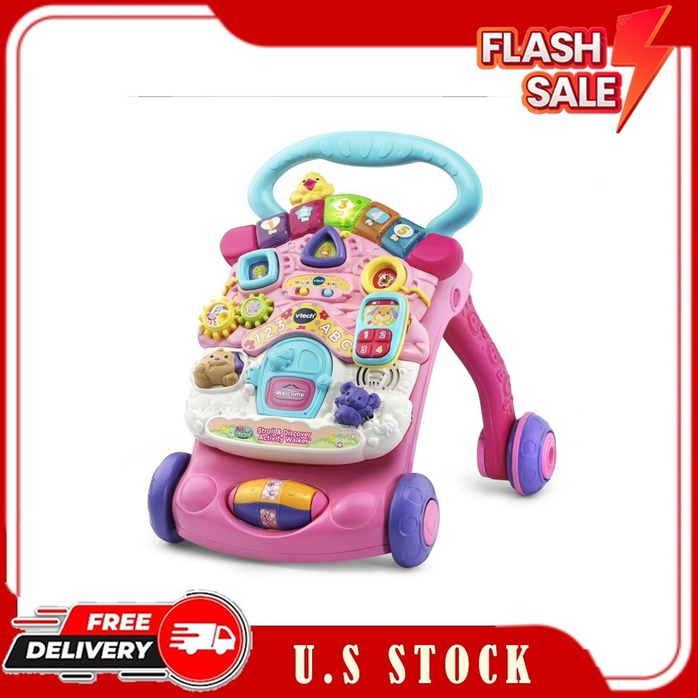 VTech Stroll & Discover Activity Walker Pink Baby Toddler Push Walker Toy