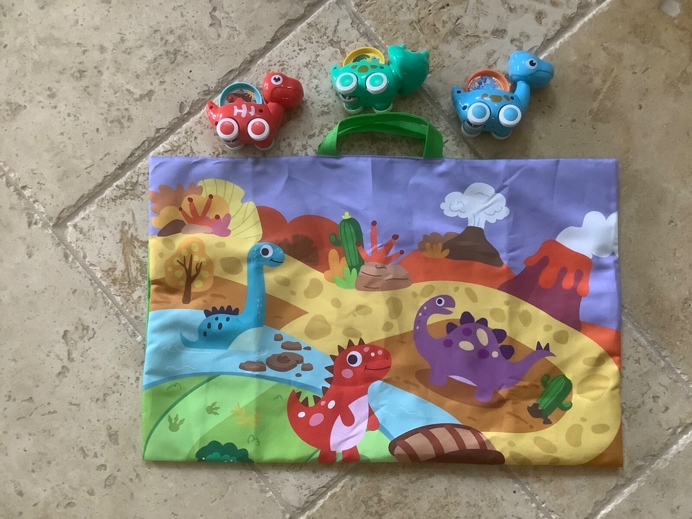 COVTOY Dinosaur Car Toys with Storage Bag/Game Mat (Baby Toys 12-18 Months)