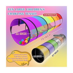 Kids Play Tunnel for Toddlers 70 x 21 Inch Colorful Pop-Up 1-3 … FAST USA SHIP