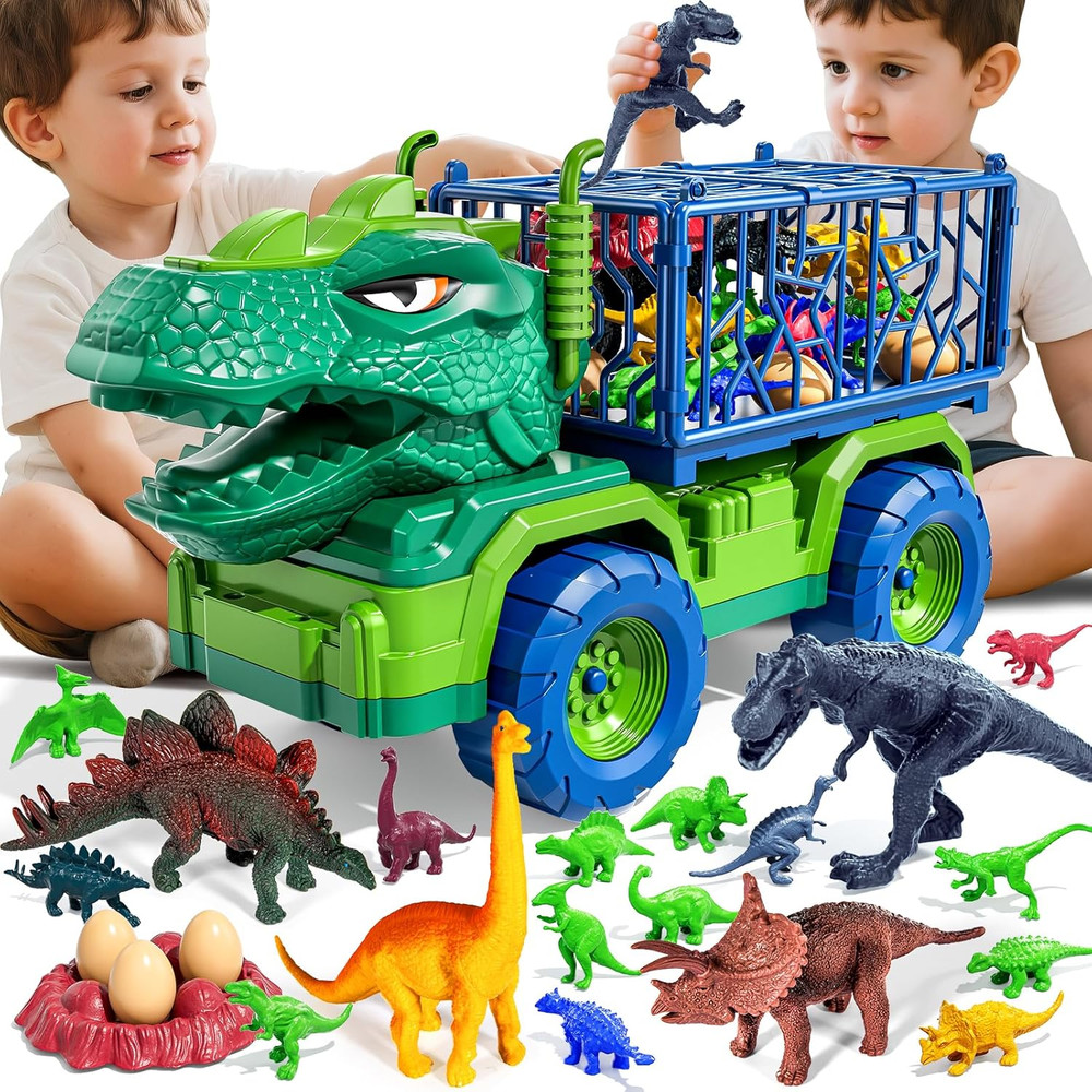 22 in 1 Toddler T-Rex Dinosaur Truck Toy Set for Kids Boys 3-5 5-7, Tyrannosauru